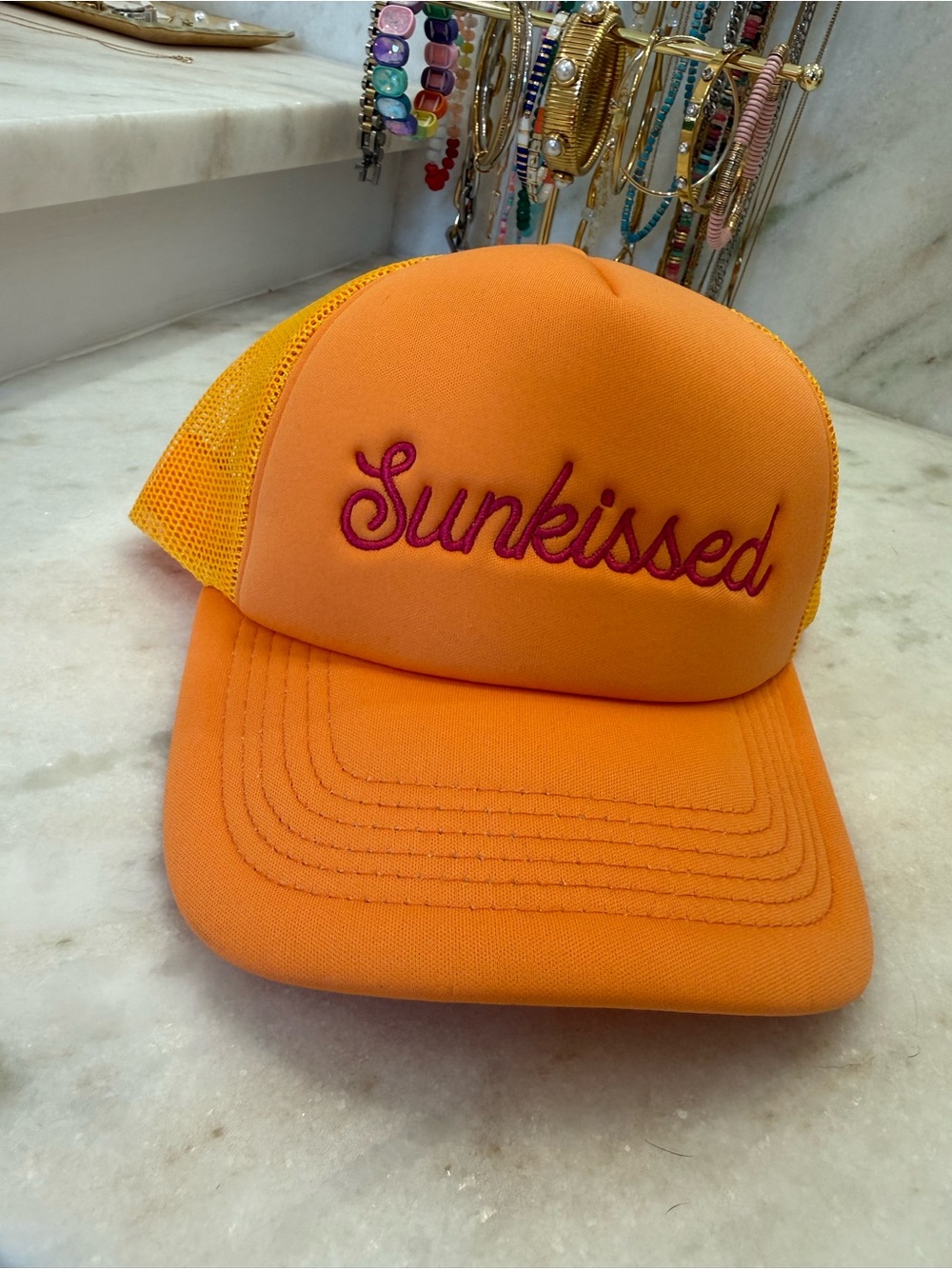 Sunkissed Orange Mesh Trucker Hat